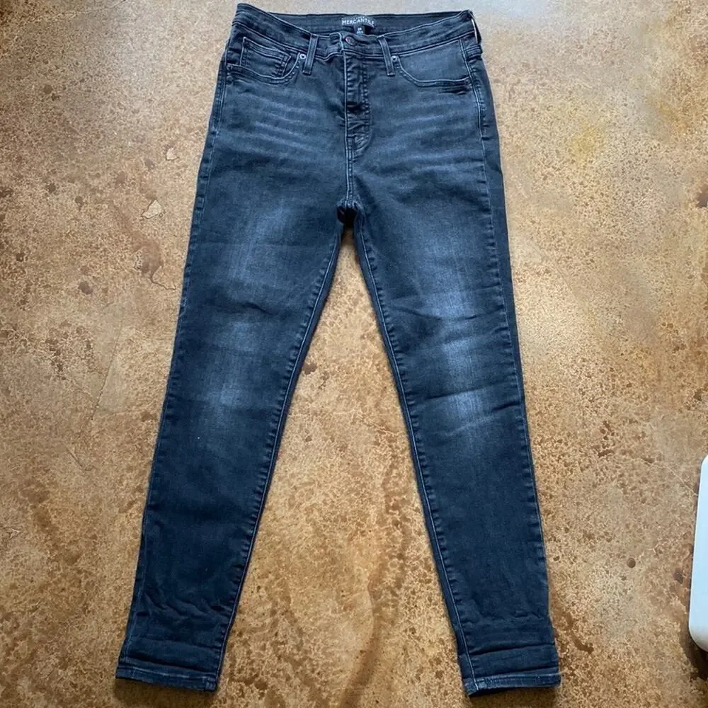 . Crew Mercantile black aged look skinny cropped ankle stretch jeans
